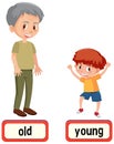 Opposite words for old and young Royalty Free Stock Photo