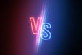 Opposites, versus and choice concept with glowing digital red v and blue s letters opposed to each other on abstract dark