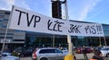 Warsaw, Poland.9 October 2023. Opposition banner with the inscription TVP lze jak pis TVP lies like PIS