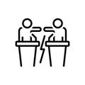 Black line icon for Opposition, debate and quarrel Royalty Free Stock Photo