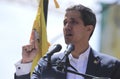 Opposition leader Juan Guaido who is recognized by many nations as Venezuela interim president speaks to supporters
