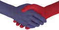 Opposition sides shake hands agree compromise Royalty Free Stock Photo