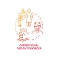 Oppositional defiant disorder red gradient concept icon