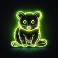 Opposum. Neon outline icon with a light effect Royalty Free Stock Photo