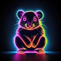 Opposum. Neon outline icon with a light effect Royalty Free Stock Photo