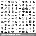 100 oppression icons set, simple style Royalty Free Stock Photo