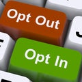 Opt In And Out Keys Shows Decision To Subscribe Royalty Free Stock Photo