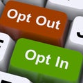 Opt In And Out Keys Shows Decision To Subscribe Royalty Free Stock Photo