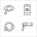 Opthalmology line icons. linear set. quality vector line set such as multiestenope, eyeball, smartphone