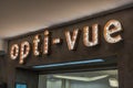 Opti-vue bulb sign at the optician store. Royalty Free Stock Photo