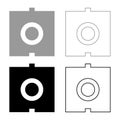 Optic connector port fiber cable laser beam set icon grey black color vector illustration image solid fill outline contour line Royalty Free Stock Photo