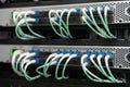 Optic fiber cables connected in data center