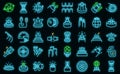 Optic fiber icons set outline vector. Cable wire vector neon Royalty Free Stock Photo