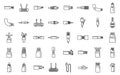 Optic fiber icons set outline vector. Wire cable