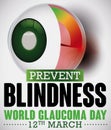 Optic Nerve Damaged due High Intraocular Pressure, Commemorating Glaucoma Day, Vector Illustration