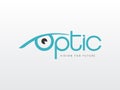 Optician eye vision vector logo illustration. Creative optic symbol template.