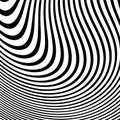 Optical art abstract background wave design black and white.Abstract pattern of wavy stripes or rippled 3D relief. Royalty Free Stock Photo