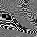 Optical art abstract background wave design black and white.Abstract pattern of wavy stripes or rippled 3D relief. Royalty Free Stock Photo