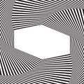 Optical art background. Optical illusion frame with empty space. Modern geometric vector pattern. Royalty Free Stock Photo