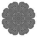 Optical art circular pattern. Round symmetric decoration of black stripes