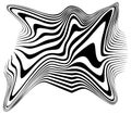 Optical art illusion. Abstract hypnotic wavy pattern. Distorted striped shape. Vector