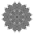 Optical art starlike pattern. Symmetric circular decoration of black stripes
