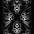 Optical art symmetric pattern of gradient zigzag stripes. Psychedelic monochrome background design Royalty Free Stock Photo