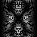 Optical art symmetric pattern of gradient zigzag stripes. Psychedelic monochrome background design