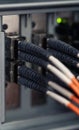 Optical cables connected to the server