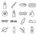 Optical contact lens icon set, outline style Royalty Free Stock Photo