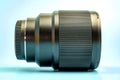 Optical digital camera lens isolated on blue background Royalty Free Stock Photo