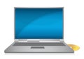 Optical disc drive on a modern laptop computer. Royalty Free Stock Photo