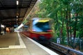 Optical distortion of a departing train in berlin