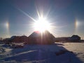 Optical effect of winter halo in the sky