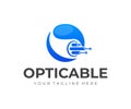 Optical fiber cable logo design. Internet connection vector design