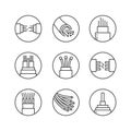 Optical fiber flat line vector icons. Network connection, computer wire, cable bobbin, data transfer. Thin signs in Royalty Free Stock Photo