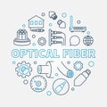 Optical Fiber vector round creative linear illustration Royalty Free Stock Photo