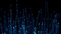 Optical fibers distributing light signals in abstract concept of nano technologies data transmission