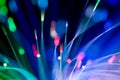 Optical fibres abstract blurred technology background Royalty Free Stock Photo