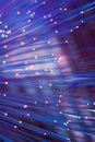 Optical fibres dinamic flying from deep on technology background Royalty Free Stock Photo