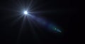 optical flares on black background. Techy blue optical lens. Light Pulses and Glows. lonely star shines in the black sky