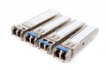 Optical gigabit sfp modules for network switch on the white background Royalty Free Stock Photo