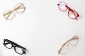 Optical glasses in white background