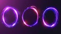 An optical halo flare set with neon light modern effect isolated on transparent background. Digital optical halo flares Royalty Free Stock Photo