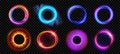 Optical halo flares with neon light vector effect Royalty Free Stock Photo