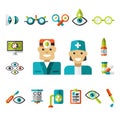 Optical icons, Ophthalmology Icons Set Royalty Free Stock Photo