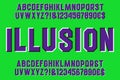 Optical illusion alphabet of sliding letters, numbers and currency signs