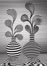 Optical Illusion Art With Vase and Leaves That Creates Visual Effect and Distortion Royalty Free Stock Photo