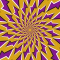 Optical illusion background. Purple lightnings revolves circularly