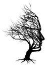 Optical Illusion Bare Tree Face Man Silhouette Royalty Free Stock Photo